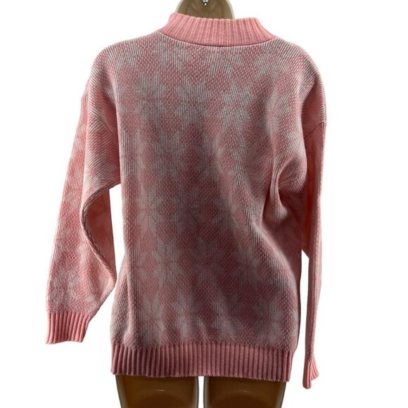 Vintage Jolie Baby Pink White Snowflake Pullover Jumper Sweater - Picture 6 of 6
